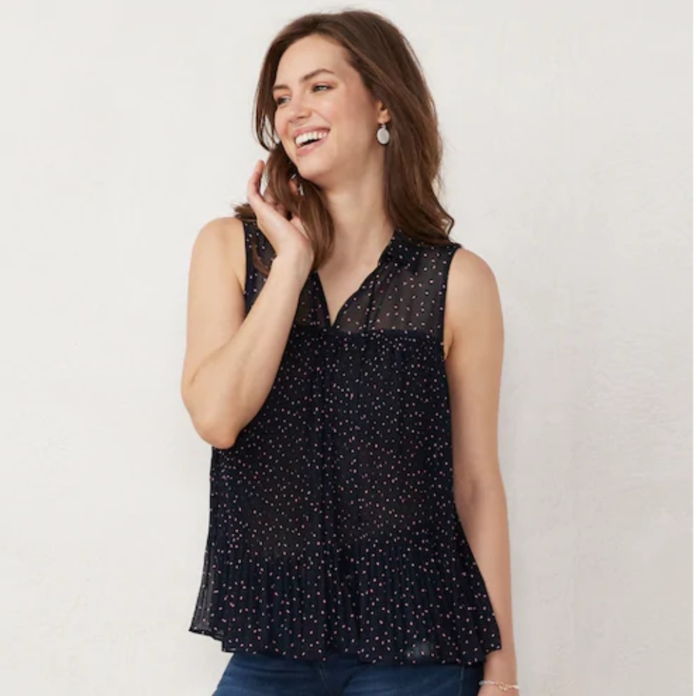 🔴 SALE 5/$15 Lauren Conrad Sleeveless Pleated Top - Picture 2 of 2